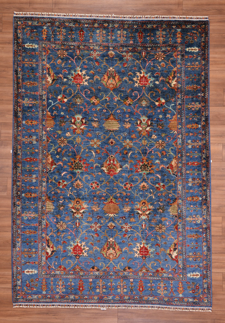 Sultani Binbirgece Original Hand Woven Blue Vegetable Dyed Wool Carpet 210x299 6.28 Square Meters - 6x10 ft