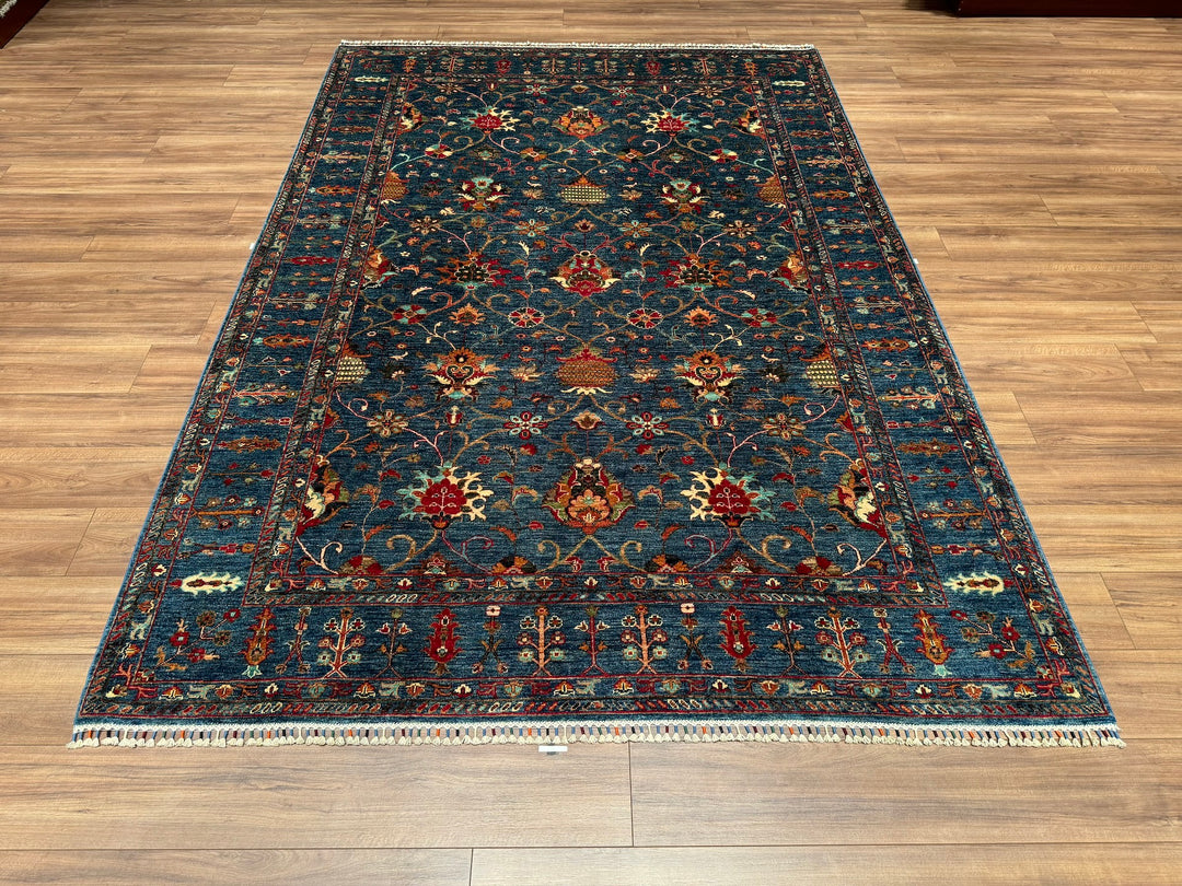 Sultani Binbirgece Orjinal El Dokuması Mavi Kök Boya Yün Halı 210x299 6.28 Metrekare - 6x10 ft