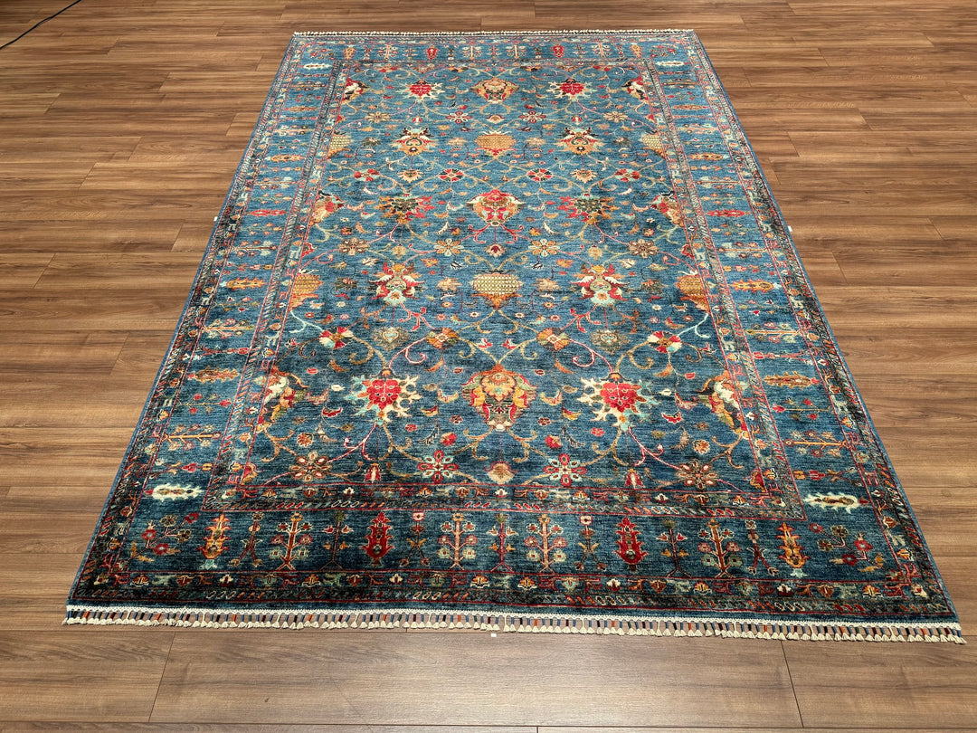 Sultani Binbirgece Original Hand Woven Blue Vegetable Dyed Wool Carpet 210x299 6.28 Square Meters - 6x10 ft