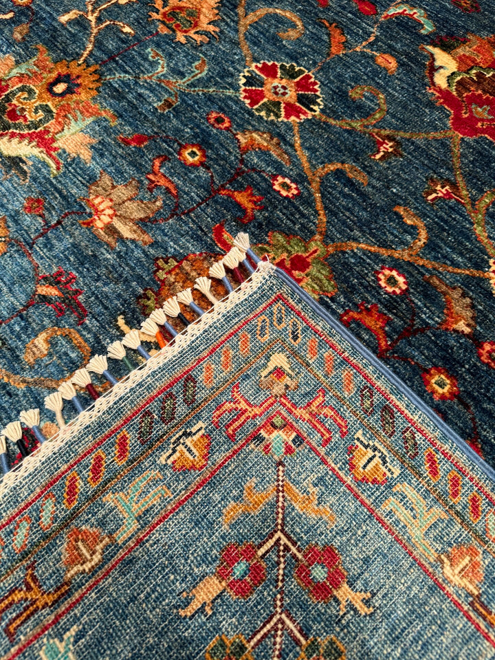 Sultani Binbirgece Original Hand Woven Blue Vegetable Dyed Wool Carpet 210x299 6.28 Square Meters - 6x10 ft