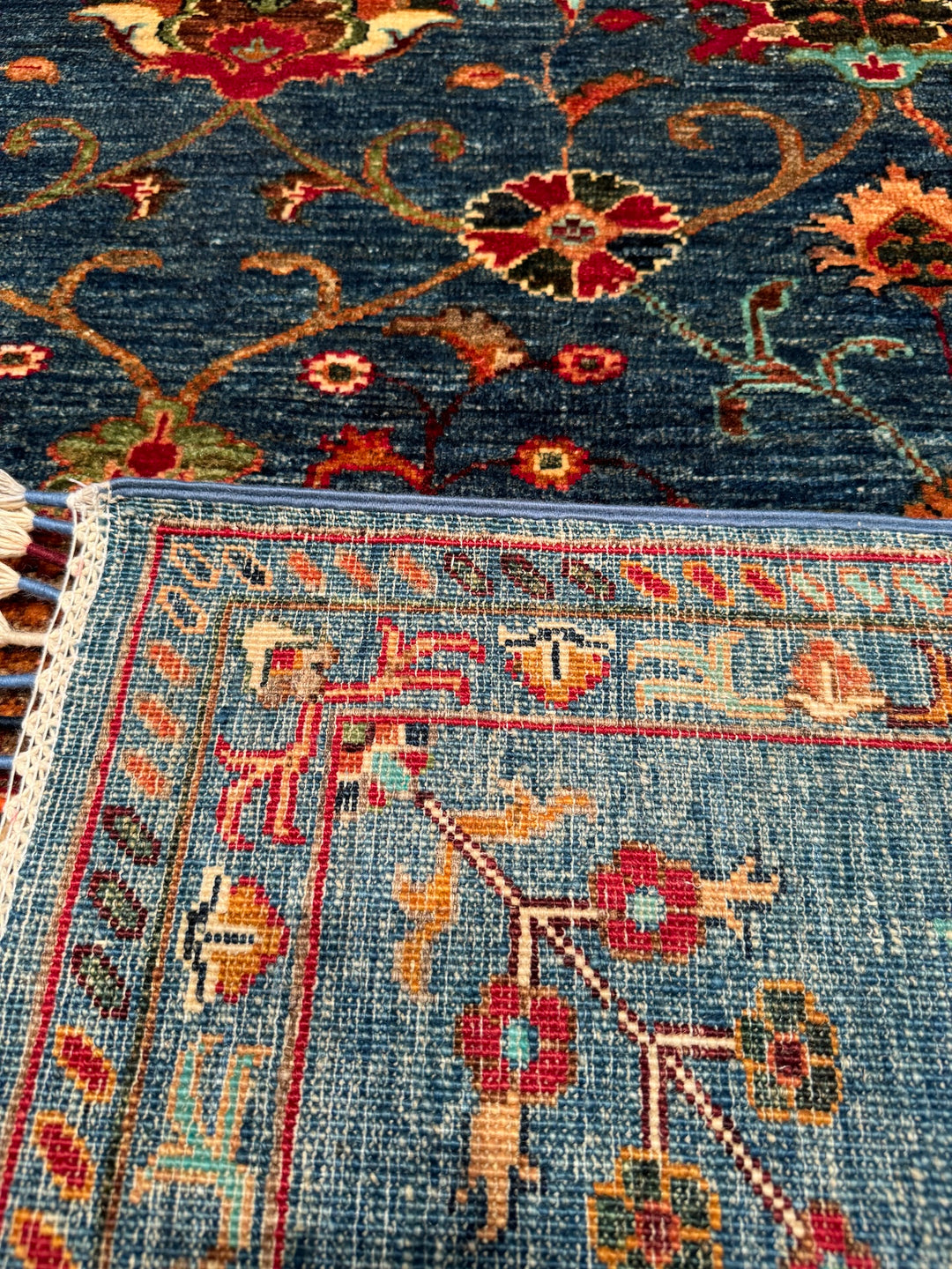 Sultani Binbirgece Original Hand Woven Blue Vegetable Dyed Wool Carpet 210x299 6.28 Square Meters - 6x10 ft