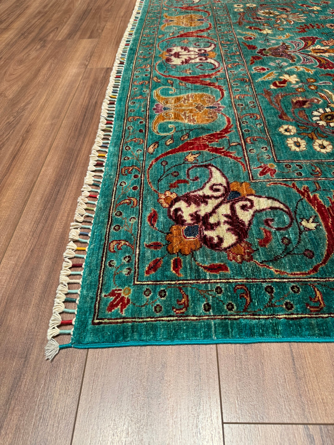 Sultani Binbirgece Original Hand Woven Green Vegetable Dyed Wool Carpet 209x314 6.56 Square Meters - 6x10 ft