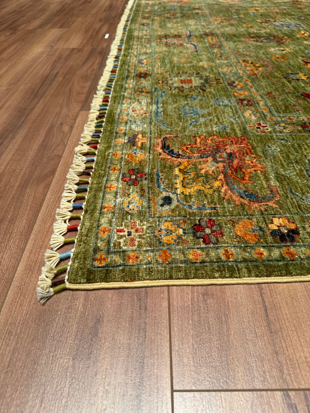 Sultani Binbirgece Original Hand Woven Green Vegetable Dyed Wool Carpet 204x295 6.02 Square Meters - 7x10 ft