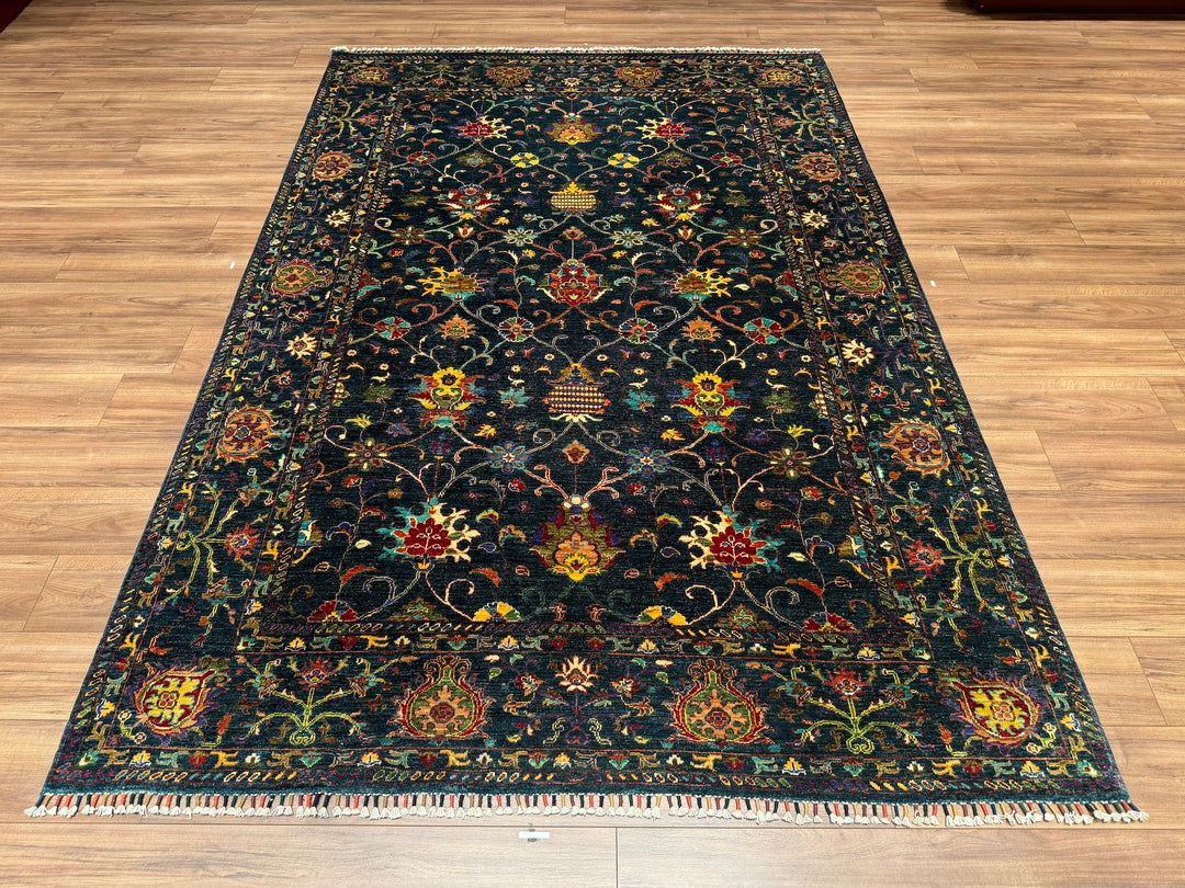 Sultani Binbirgece Original Hand Woven Blue Vegetable Dyed Wool Carpet 202x294 5.94 Square Meters - 7x10 ft