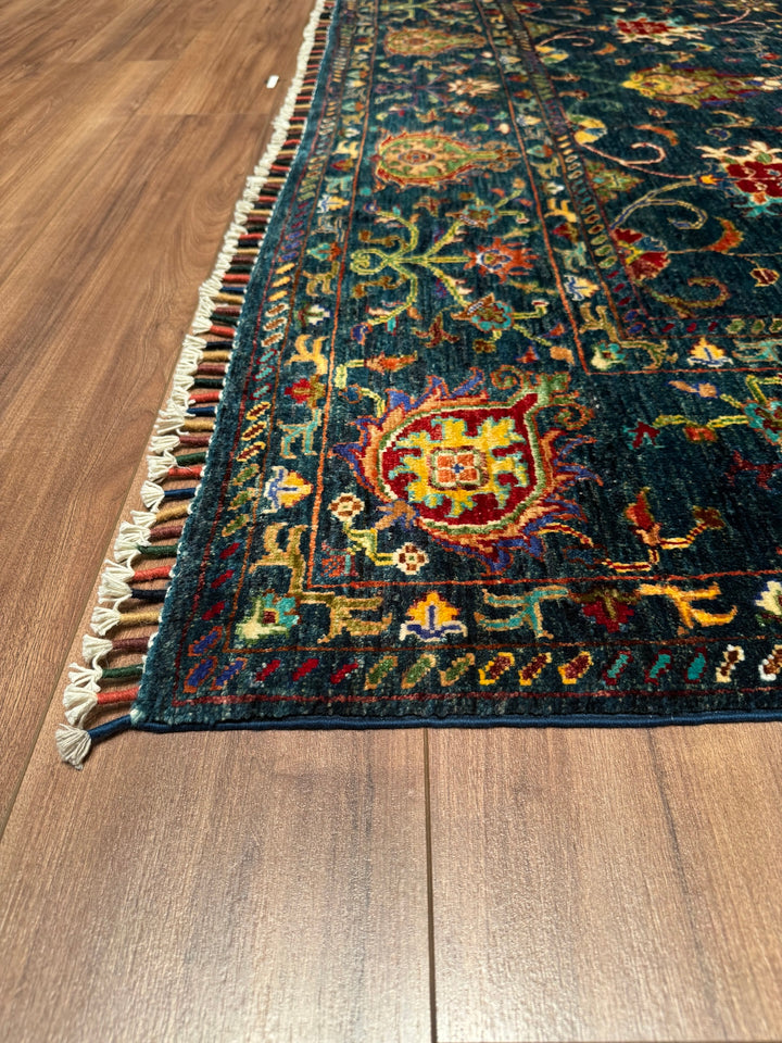 Sultani Binbirgece Original Hand Woven Blue Vegetable Dyed Wool Carpet 202x294 5.94 Square Meters - 7x10 ft