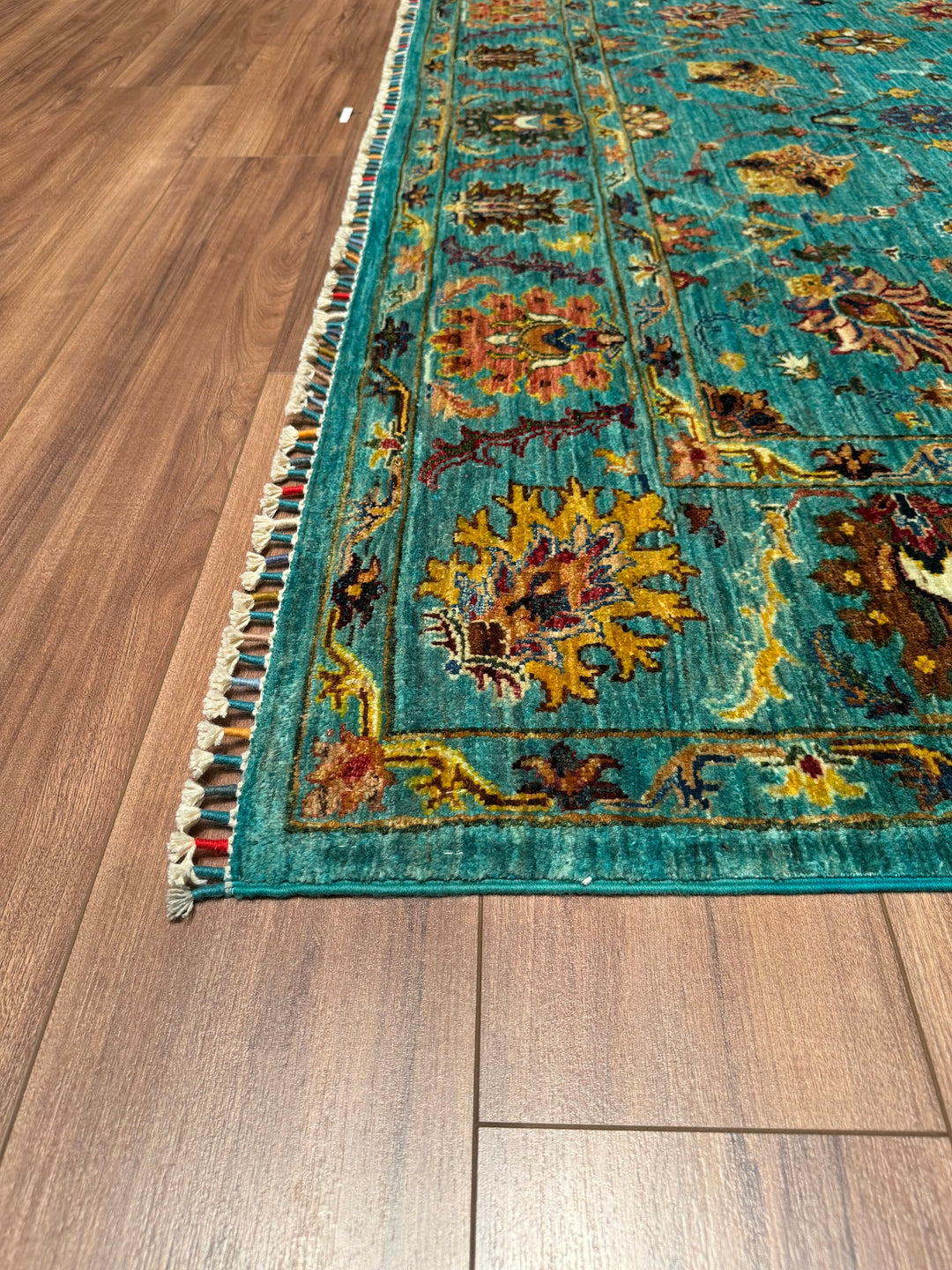 Sultani Binbirgece Original Hand Woven Turquoise Vegetable Dyed Wool Carpet 211x302 6.37 Square Meters - 7x10 ft