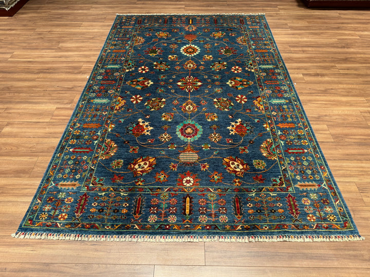 Sultani Binbirgece Orjinal El Dokuması Mavi Kök Boya Yün Halı 208x313 6.51 Metrekare - 7x10 ft