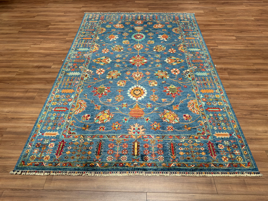 Sultani Binbirgece Orjinal El Dokuması Mavi Kök Boya Yün Halı 208x313 6.51 Metrekare - 7x10 ft