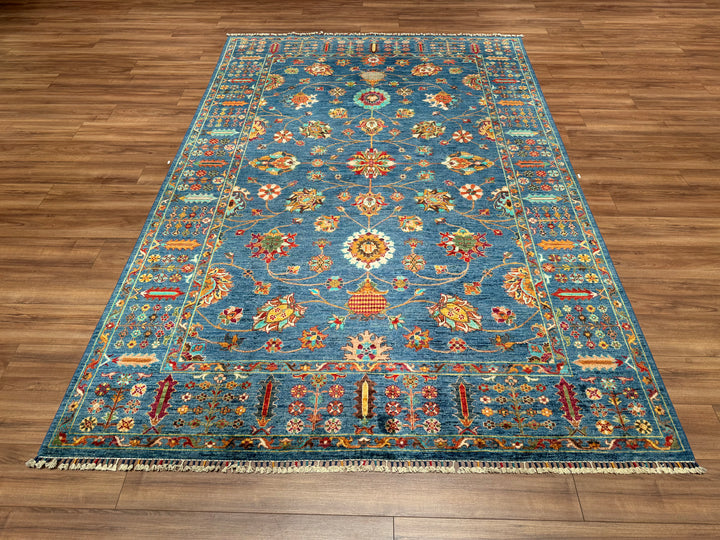 Sultani Binbirgece Orjinal El Dokuması Mavi Kök Boya Yün Halı 208x313 6.51 Metrekare - 7x10 ft