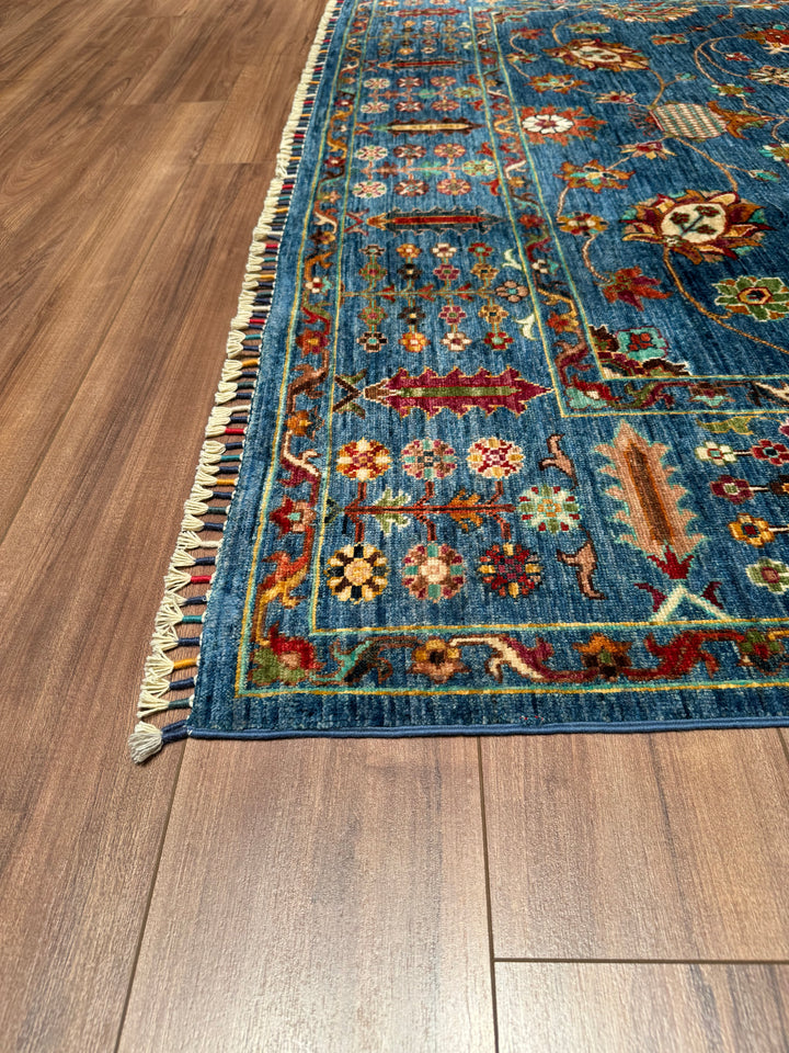 Sultani Binbirgece Orjinal El Dokuması Mavi Kök Boya Yün Halı 208x313 6.51 Metrekare - 7x10 ft