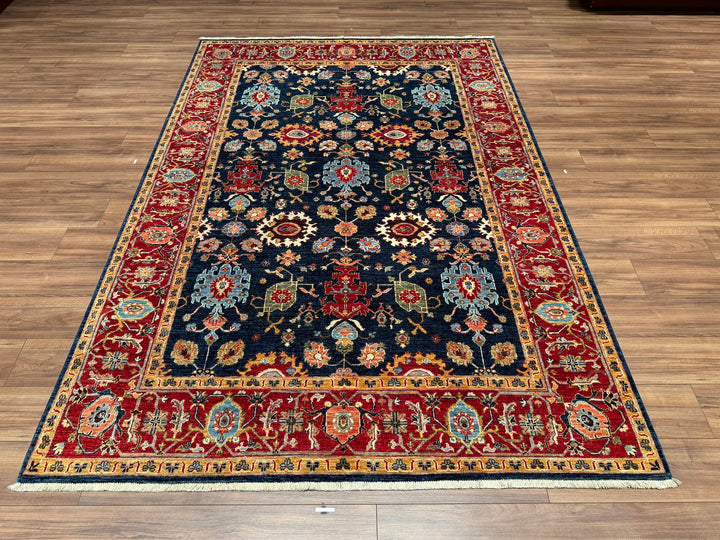 Uşak Original Hand Woven Red Blue Vegetable Dyed Wool Carpet 198x288 5.70 Square Meters - 7x10 ft