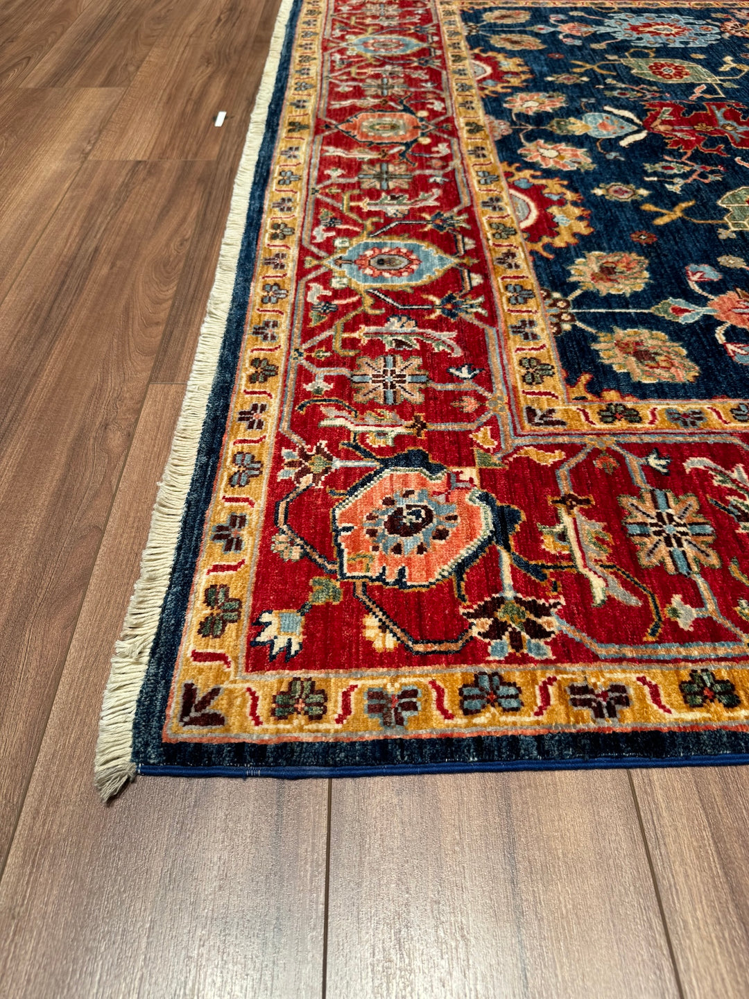 Uşak Original Hand Woven Red Blue Vegetable Dyed Wool Carpet 198x288 5.70 Square Meters - 7x10 ft