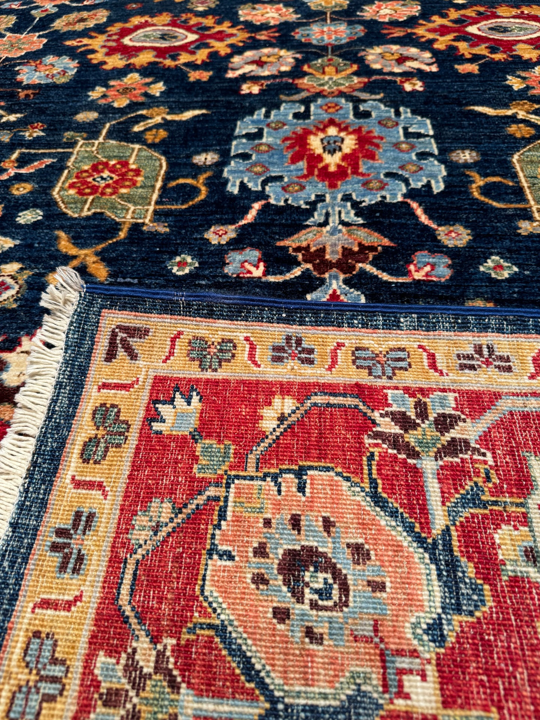 Uşak Original Hand Woven Red Blue Vegetable Dyed Wool Carpet 198x288 5.70 Square Meters - 7x10 ft