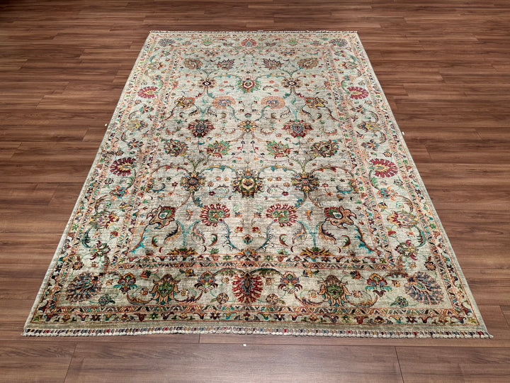 Sultani Binbirgece Original Hand Woven Green Vegetable Dyed Wool Carpet 208x296 6.16 Square Meters - 7x10 ft