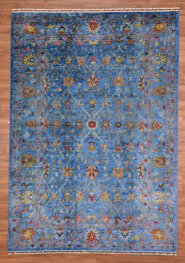 Sultani Binbirgece Original Hand Woven Blue Vegetable Dyed Wool Carpet 216x304 6.57 Square Meters - 6x10 ft