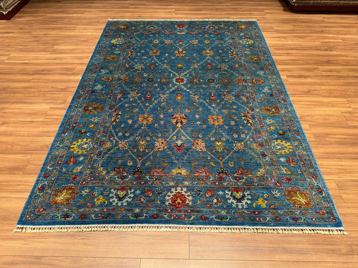 Sultani Binbirgece Original Hand Woven Blue Vegetable Dyed Wool Carpet 216x304 6.57 Square Meters - 6x10 ft