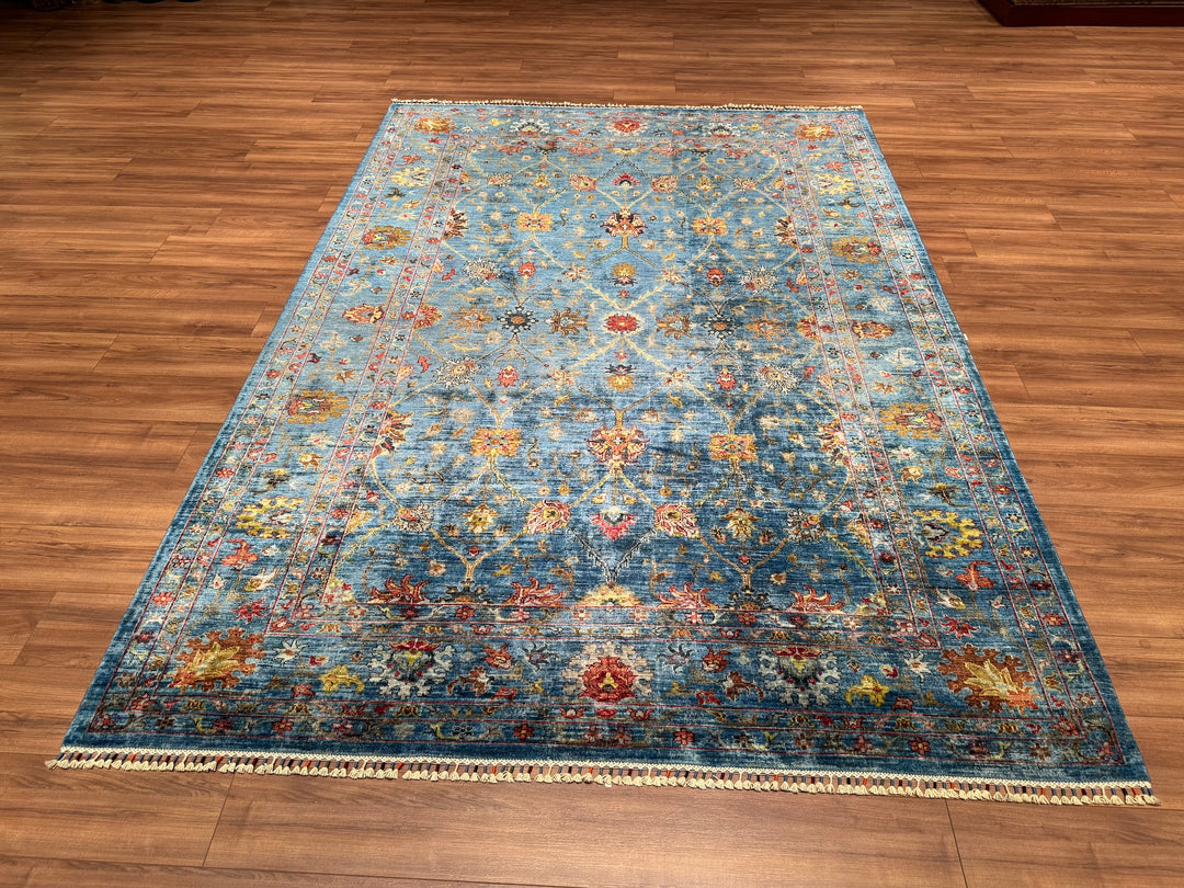 Sultani Binbirgece Original Hand Woven Blue Vegetable Dyed Wool Carpet 216x304 6.57 Square Meters - 6x10 ft