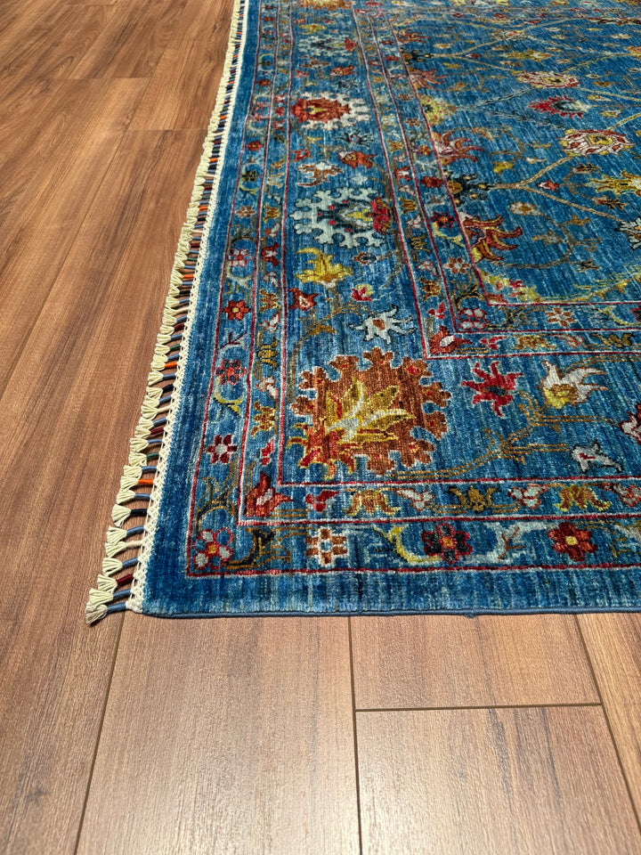 Sultani Binbirgece Orjinal El Dokuması Mavi Kök Boya Yün Halı 216x304 6.57 Metrekare - 6x10 ft