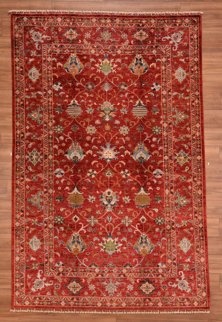 Sultani Binbirgece Original Hand Woven Red Vegetable Dyed Wool Carpet 207x313 6.48 Square Meters - 7x10 ft