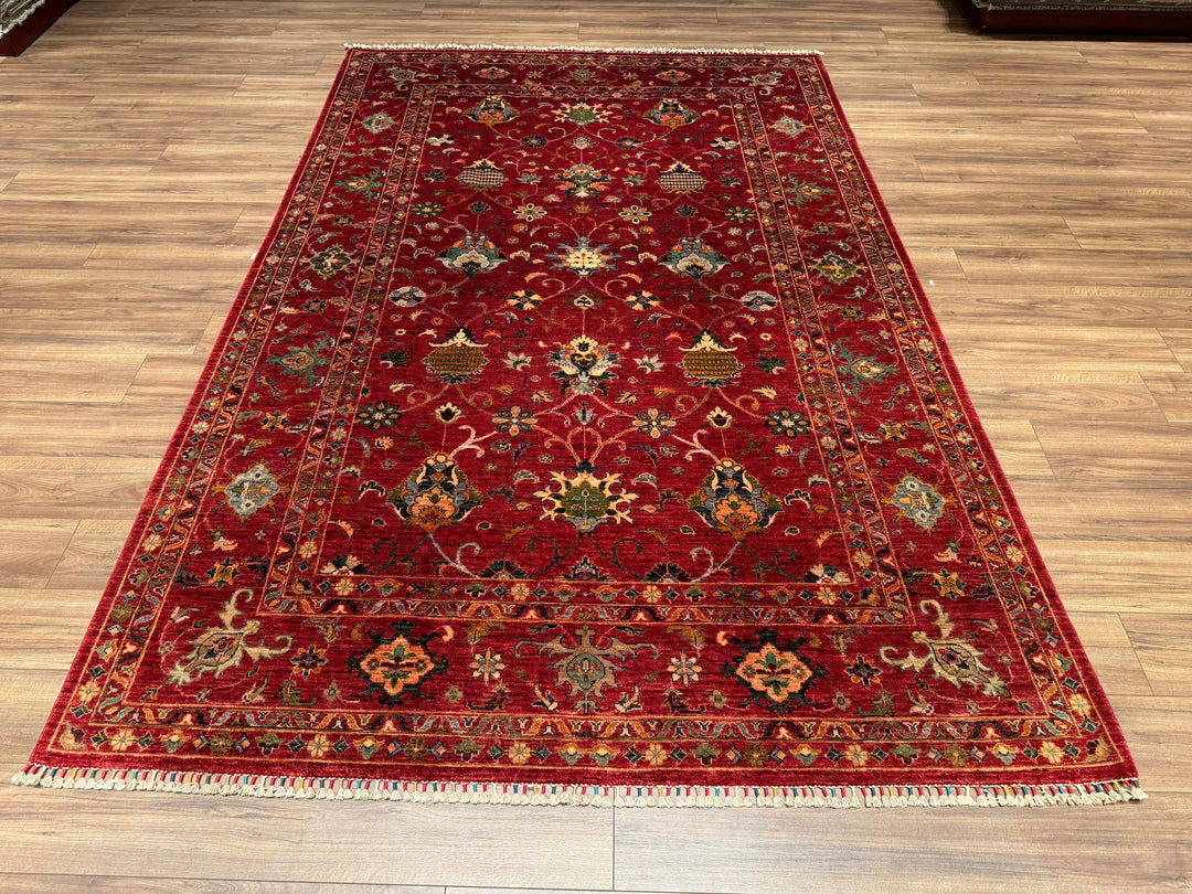 Sultani Binbirgece Original Hand Woven Red Vegetable Dyed Wool Carpet 207x313 6.48 Square Meters - 7x10 ft