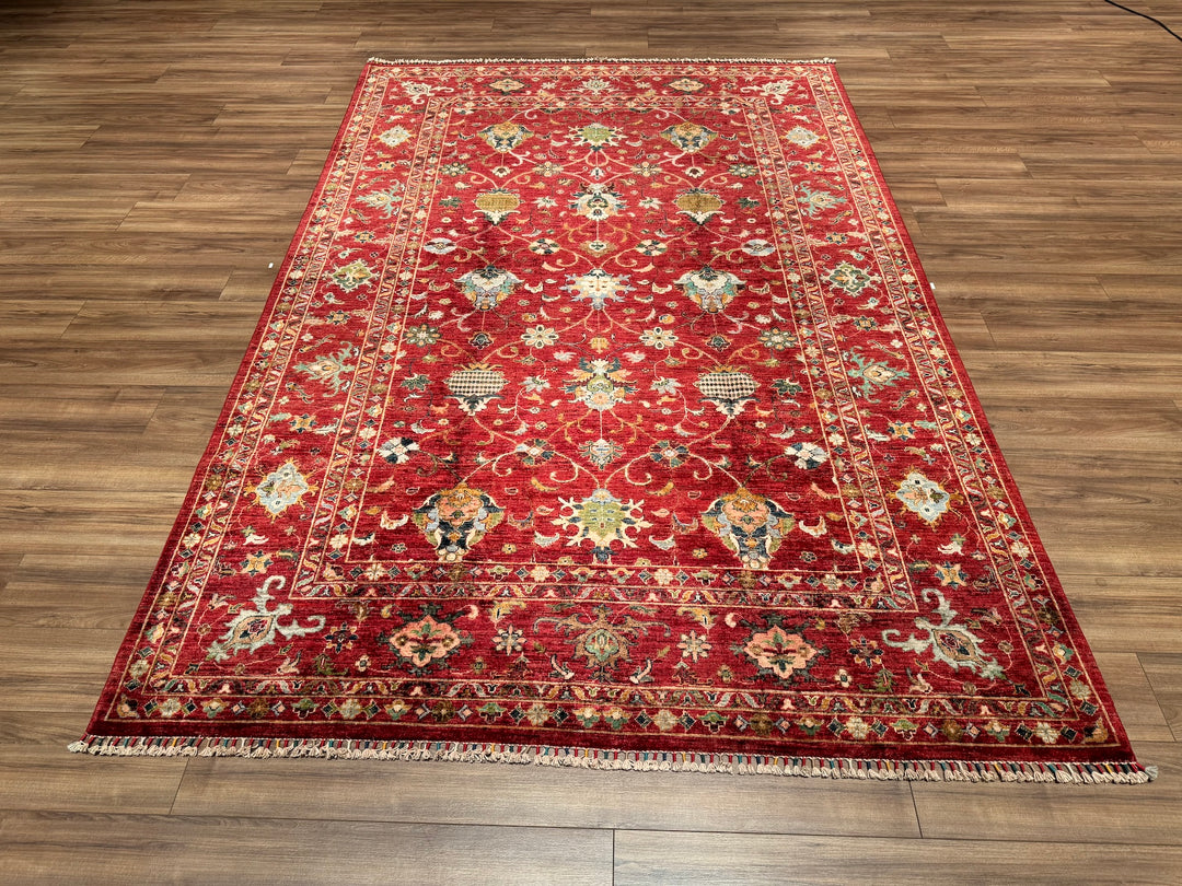 Sultani Binbirgece Original Hand Woven Red Vegetable Dyed Wool Carpet 207x313 6.48 Square Meters - 7x10 ft