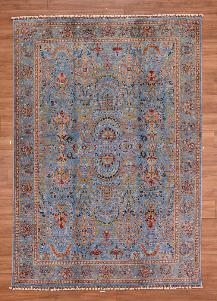 Sultani Binbirgece Original Hand Woven Blue Vegetable Dyed Wool Carpet 206x293 6.04 Square Meters - 6x10 ft