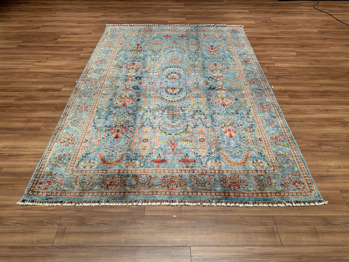 Sultani Binbirgece Original Hand Woven Blue Vegetable Dyed Wool Carpet 206x293 6.04 Square Meters - 6x10 ft