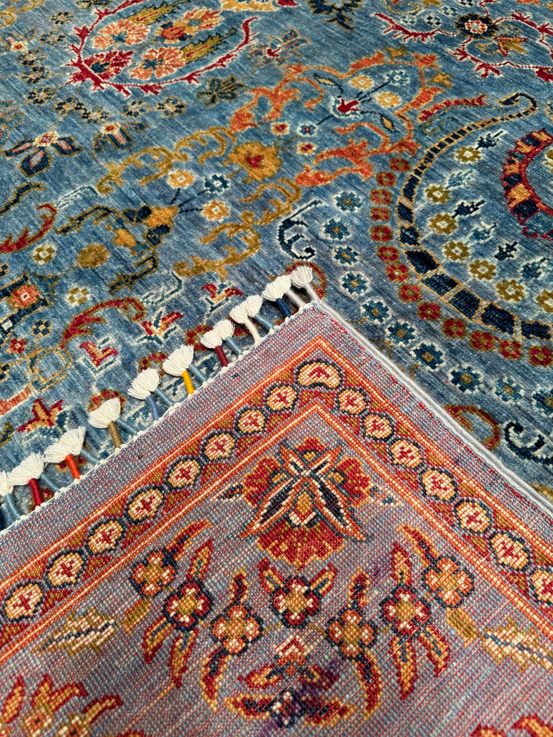 Sultani Binbirgece Original Hand Woven Blue Vegetable Dyed Wool Carpet 206x293 6.04 Square Meters - 6x10 ft