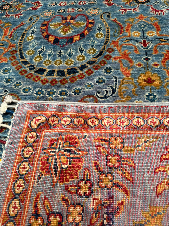 Sultani Binbirgece Original Hand Woven Blue Vegetable Dyed Wool Carpet 206x293 6.04 Square Meters - 6x10 ft