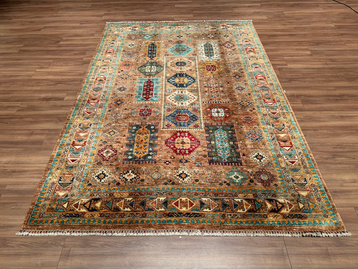 Veziri Original Hand Woven Beige Vegetable Dyed Wool Carpet 211x305 6.44 Square Meters - 7x10 ft