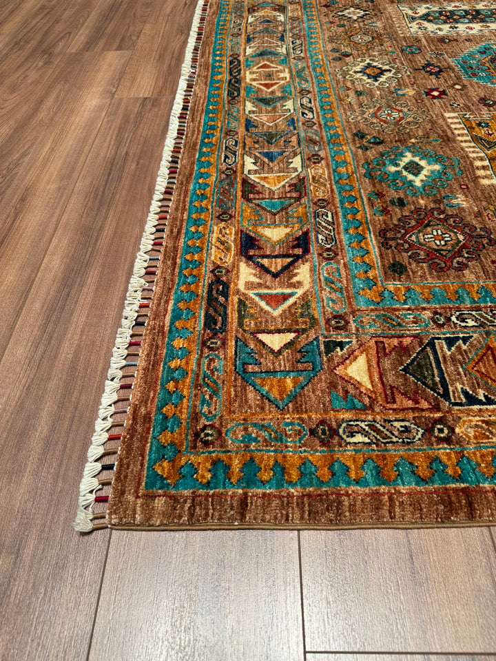 Veziri Original Hand Woven Beige Vegetable Dyed Wool Carpet 211x305 6.44 Square Meters - 7x10 ft