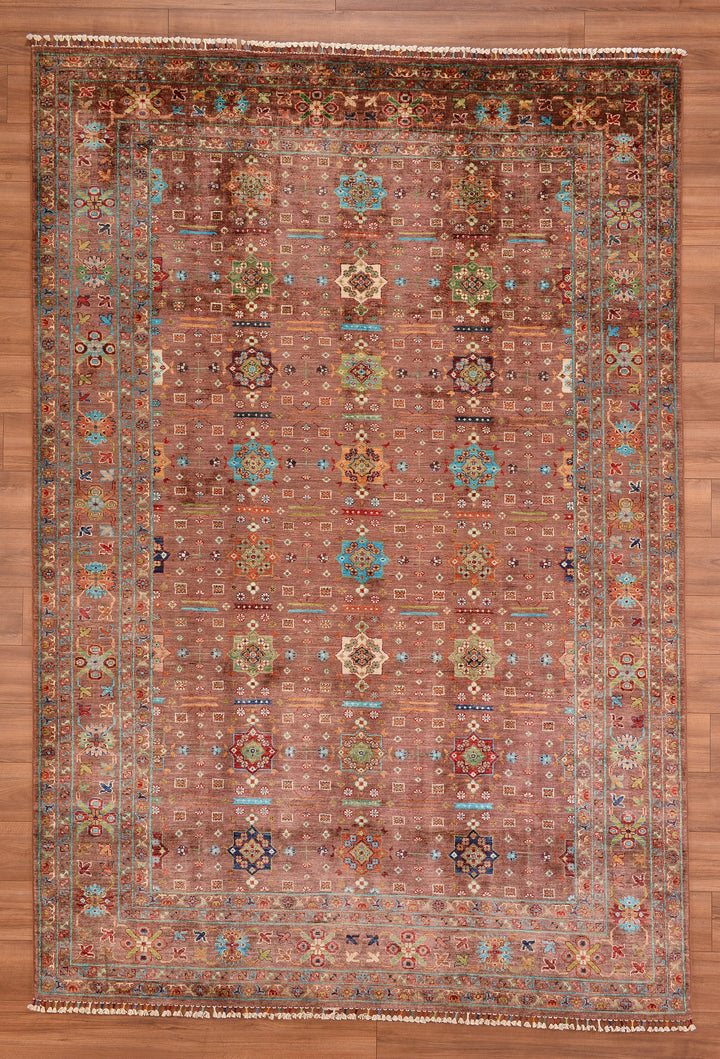 Veziri Bilcik Original Hand Woven Brown Vegetable Dyed Wool Carpet 216x314 6.78 Square Meters - 7x10 ft