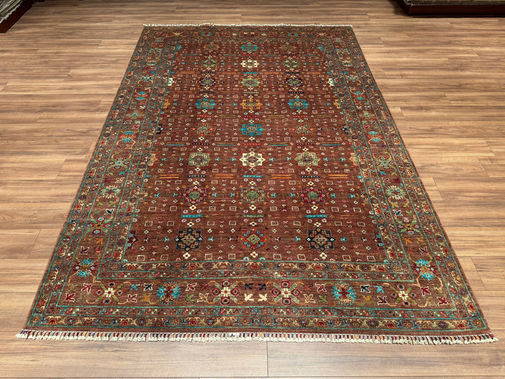 Veziri Bilcik Original Hand Woven Brown Vegetable Dyed Wool Carpet 216x314 6.78 Square Meters - 7x10 ft