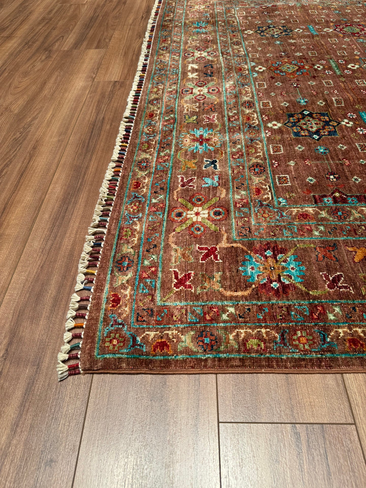 Veziri Bilcik Original Hand Woven Brown Vegetable Dyed Wool Carpet 216x314 6.78 Square Meters - 7x10 ft