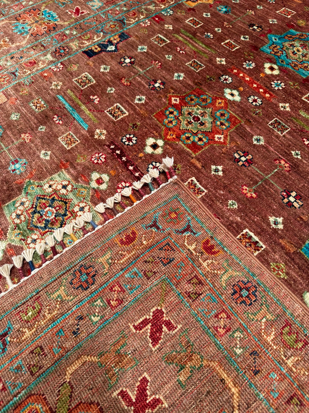 Veziri Bilcik Original Hand Woven Brown Vegetable Dyed Wool Carpet 216x314 6.78 Square Meters - 7x10 ft