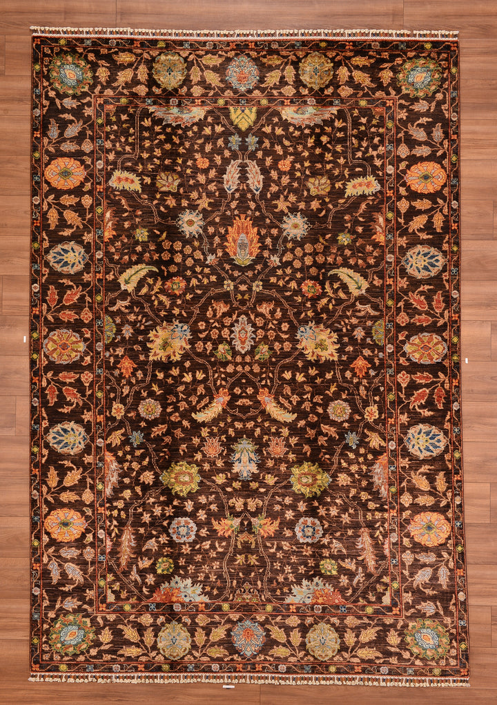 Sultani Binbirgece Original Hand Woven Brown Vegetable Dyed Wool Carpet 207x302 6.25 Square Meters - 6x10 ft