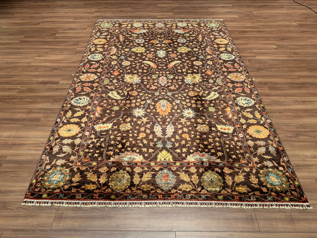 Sultani Binbirgece Original Hand Woven Brown Vegetable Dyed Wool Carpet 207x302 6.25 Square Meters - 6x10 ft