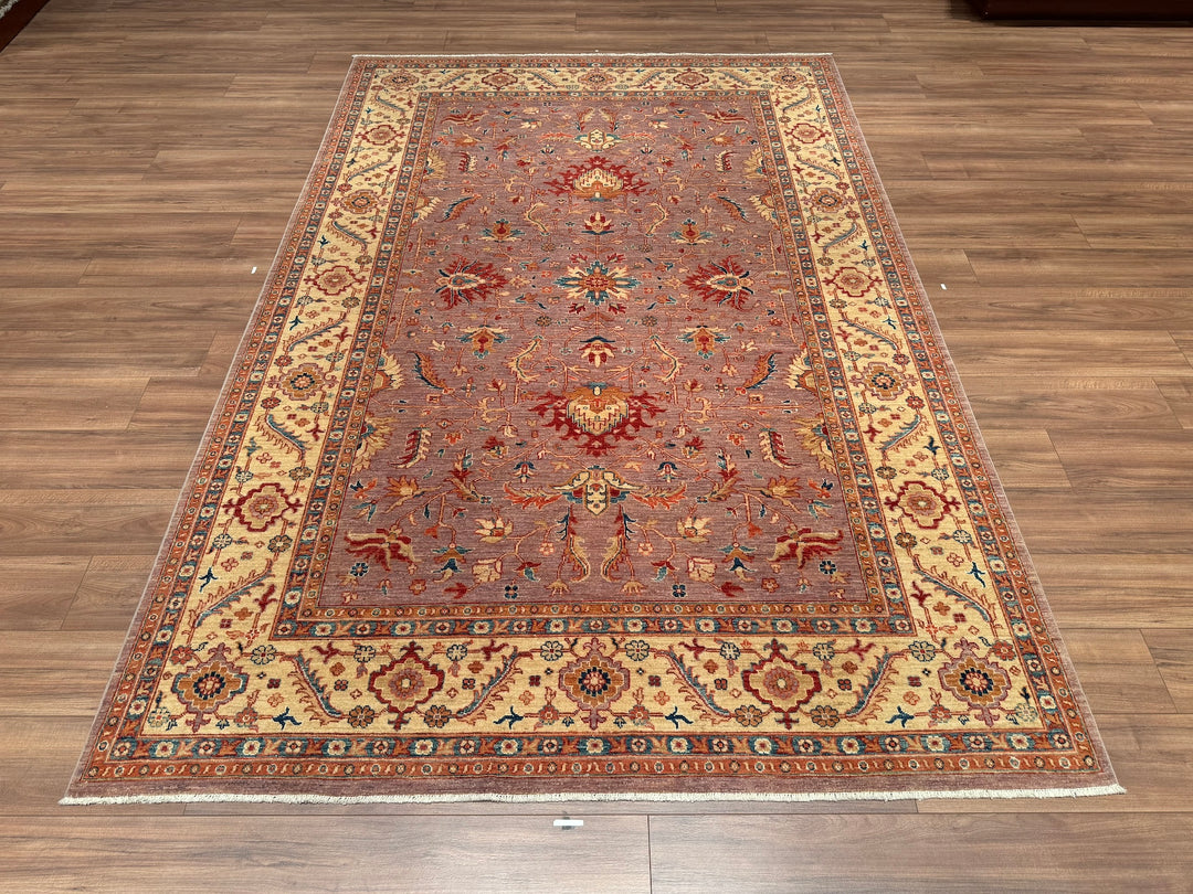 Uşak Original Hand Woven Beige Brown Vegetable Dyed Wool Carpet 200x299 5.98 Square Meters - 7x10 ft