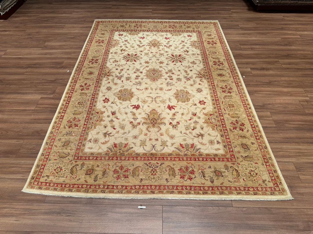 Uşak Original Hand Woven Beige Vegetable Dyed Wool Carpet 202x296 5.98 Square Meters - 7x10 ft