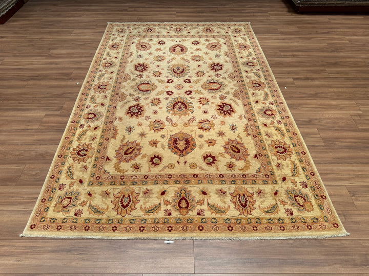 Uşak Original Hand Woven Beige Vegetable Dyed Wool Carpet 199x304 6.05 Square Meters - 7x10 ft