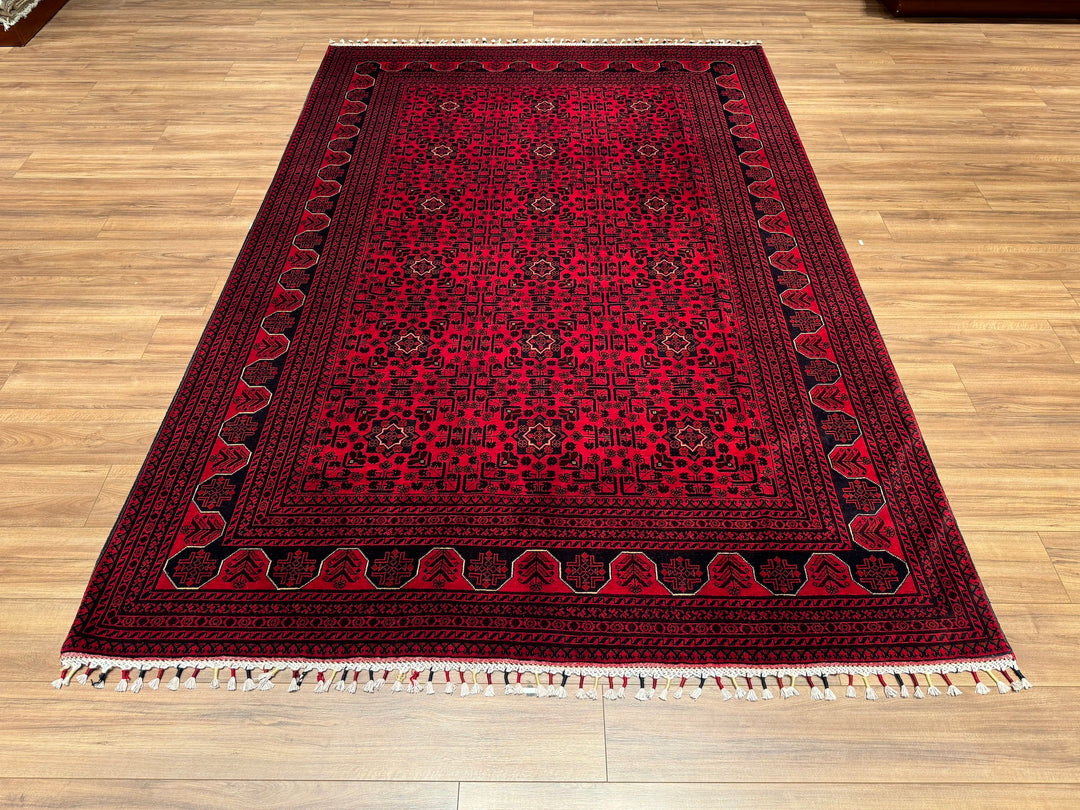 Afgan Halısı Hamyap Orjinal El Dokuması Kök Boya Yün 205x300 6.15 Metrekare - 7x10 ft