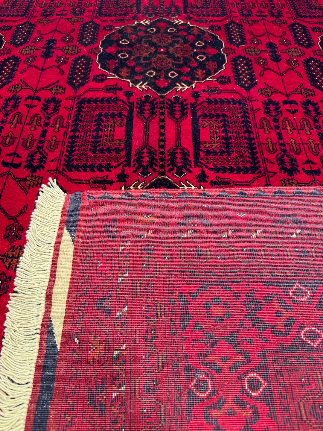 Afghan Carpet Bilcik Original Hand Woven Vegetable Dyed Wool 202x294 5.94 Square Meters - 7x10 ft