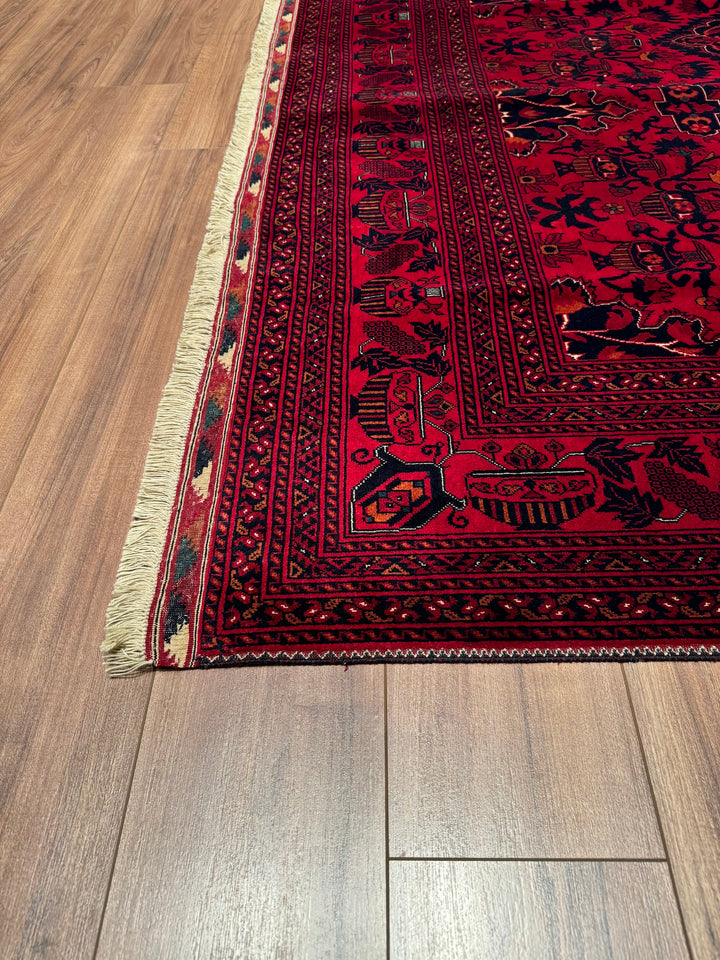 Afghan Carpet Bilcik Original Hand Woven Vegetable Dyed Wool 199x296 5.89 Square Meters - 7x10 ft