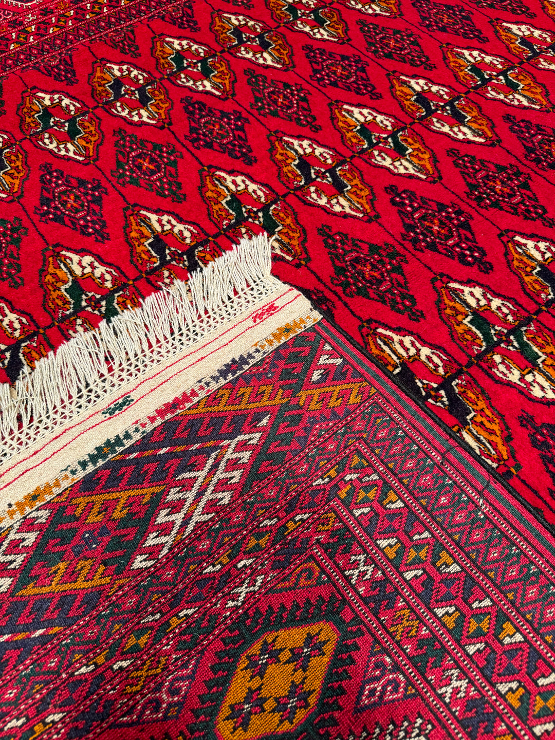 Afghan Carpet Bukhara Original Hand Woven Vegetable Dyed Wool 220x320 7.04 Square Meters - 7x10 ft