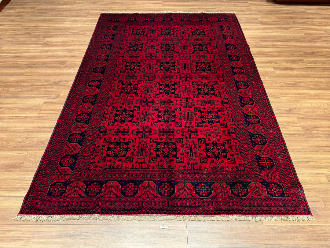 Afghan Carpet Khall Original Hand Woven Vegetable Dyed Wool 199x295 5.87 Square Meters - 6x10 ft