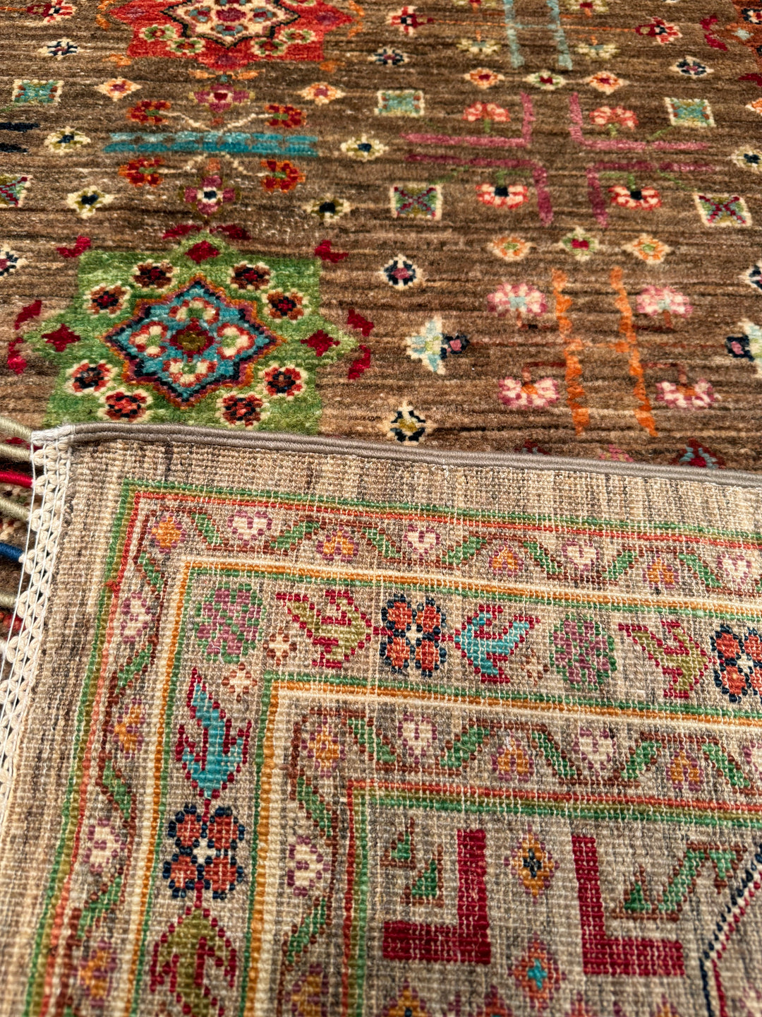 Veziri Bilcik Original Hand Woven Beige Vegetable Dyed Wool Carpet 206x303 6.24 Square Meters - 7x10 ft