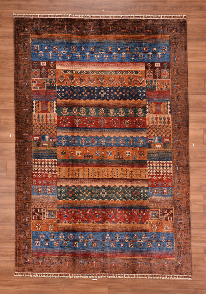 Khorjin Original Hand Woven Brown Vegetable Dyed Wool Carpet 201x294 5.91 Square Meters - 7x10 ft