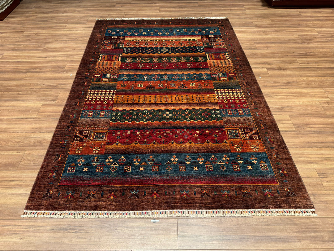 Khorjin Original Hand Woven Brown Vegetable Dyed Wool Carpet 201x294 5.91 Square Meters - 7x10 ft