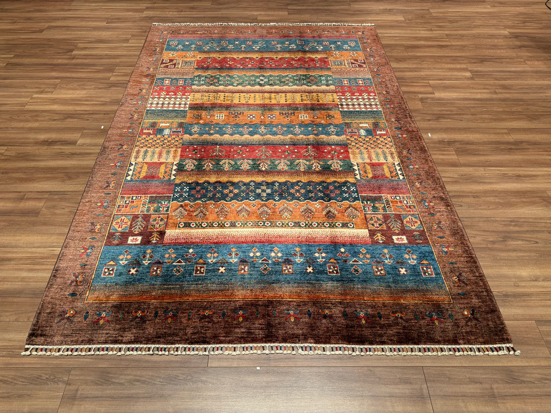 Khorjin Original Hand Woven Brown Vegetable Dyed Wool Carpet 201x294 5.91 Square Meters - 7x10 ft