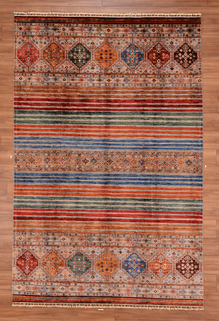 Khorjin Original Hand Woven Multi Vegetable Dyed Wool Carpet 206x310 6.39 Square Meters - 7x10 ft